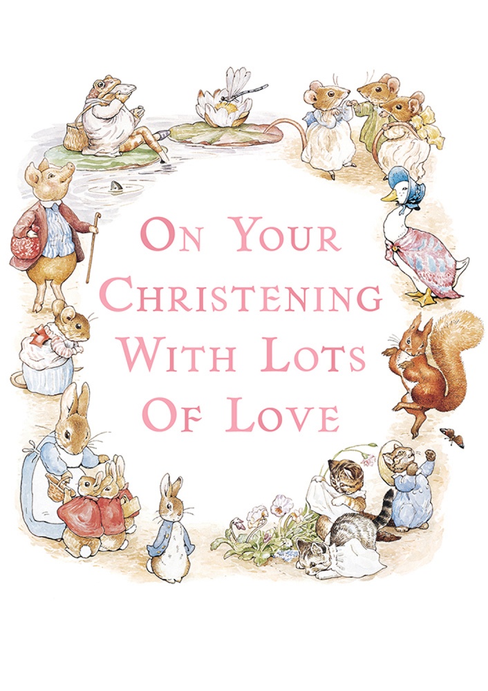 Beatrix Potter On Your Christening Day with Love Girls Greeting Card